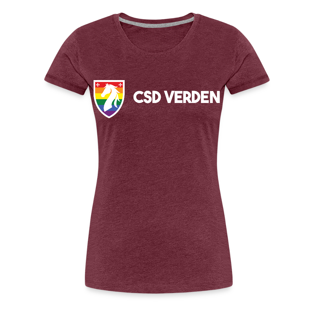 CSD Verden Premium Pride T-Shirt Tailiert Doppelseitig - Bordeauxrot meliert