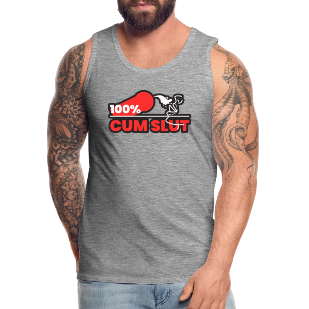100% CUM SLUT | Kink Fetish Pride Premium Tank Top - Grau meliert