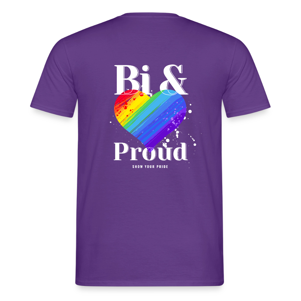 Bi & Proud | Regenbogenherz Pride T-Shirt - Lila