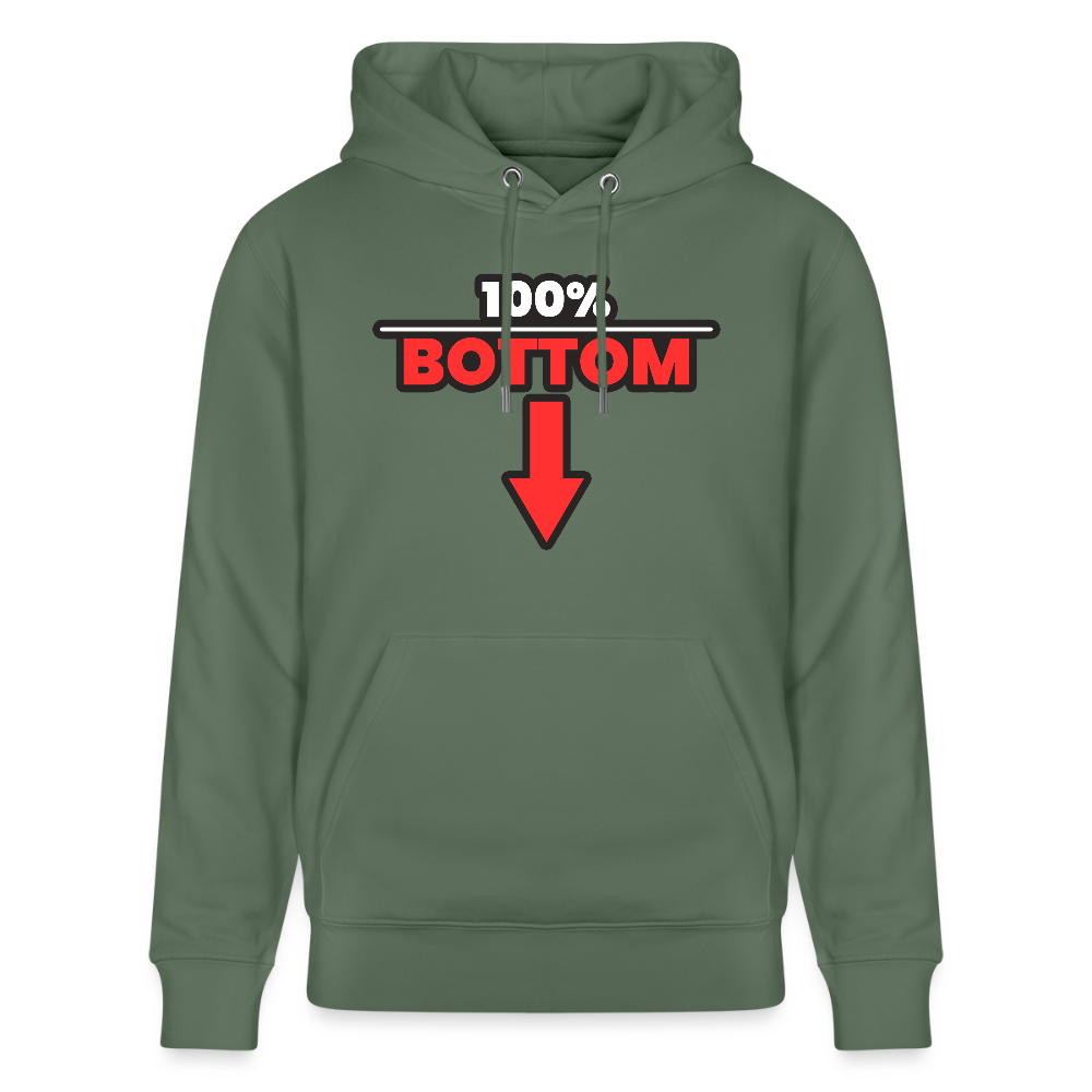 100% BOTTOM [PFEIL] | Kink Fetish Pride Bio-Hoodie Unisex - Tanngrün