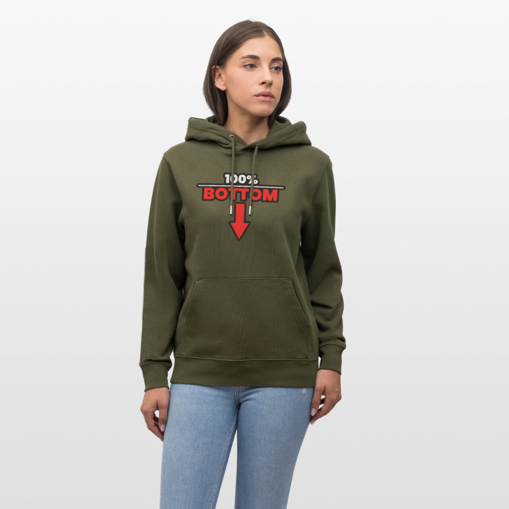 100% BOTTOM [PFEIL] | Kink Fetish Pride Bio-Hoodie Unisex - Khaki Grün