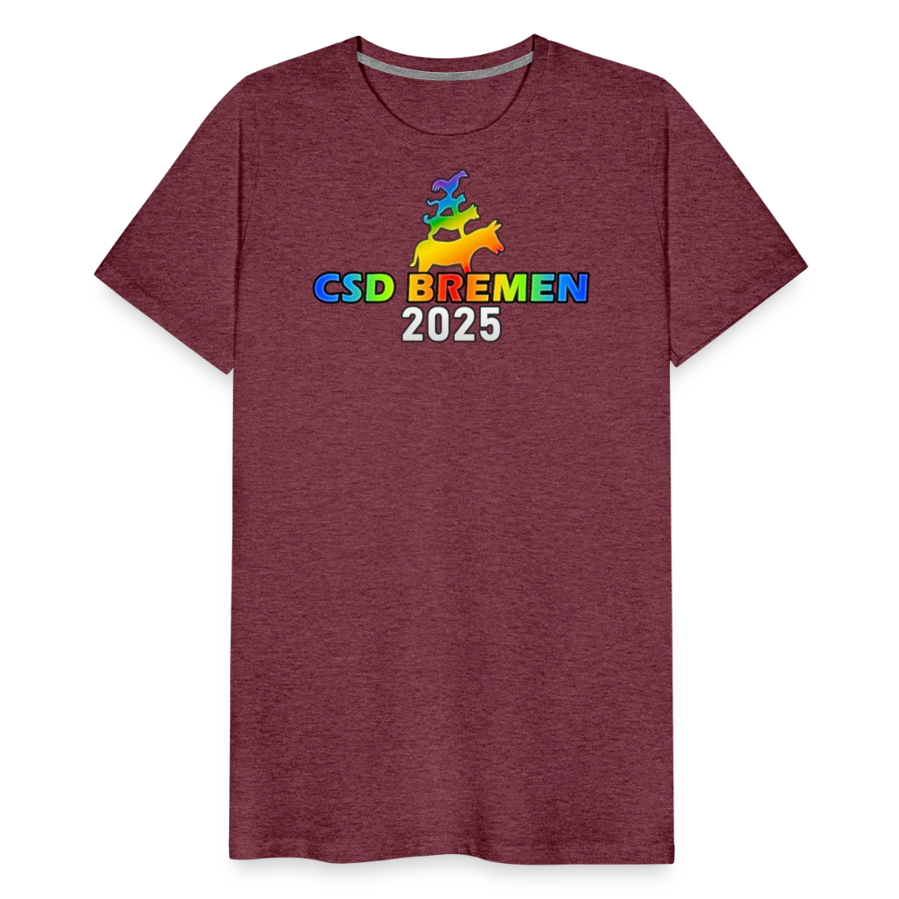 CSD Bremen 2025 Pride Premium T-Shirt - Bordeauxrot meliert