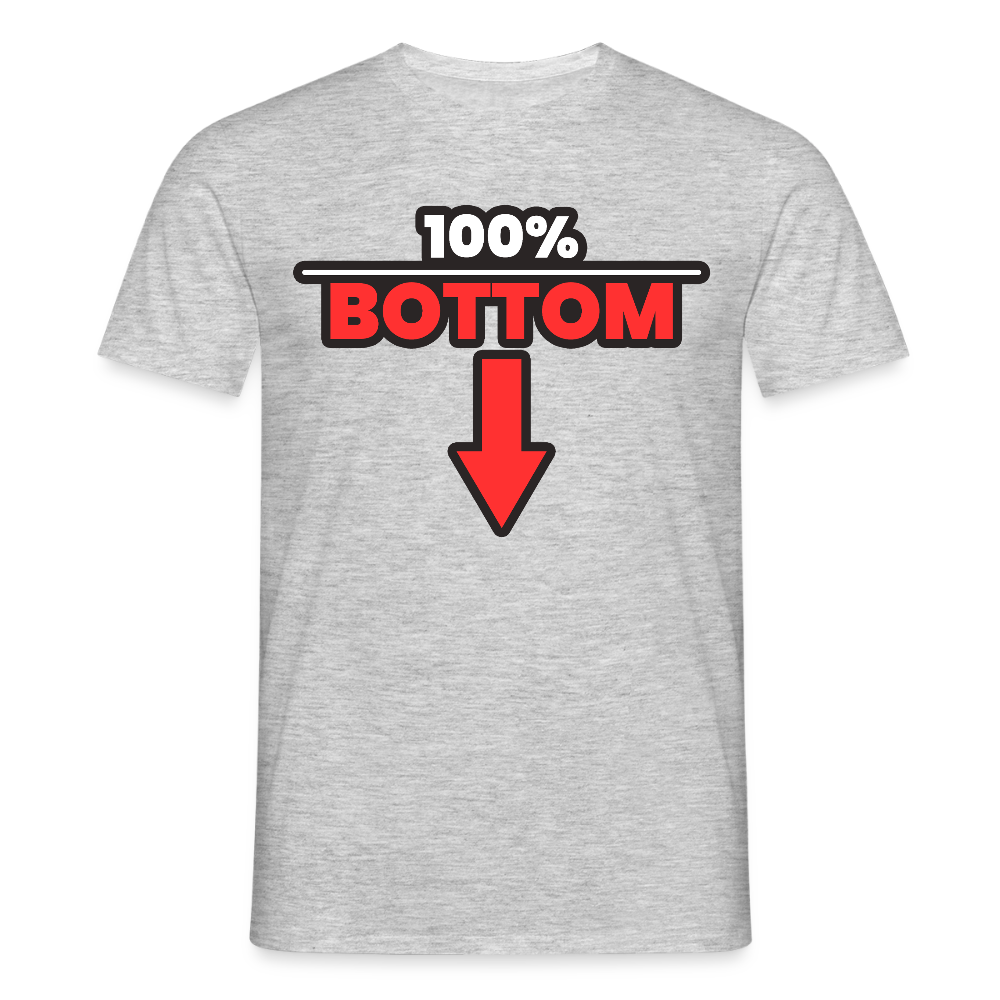 100% BOTTOM [PFEIL] | Kink Fetish Pride T-Shirt - Grau meliert