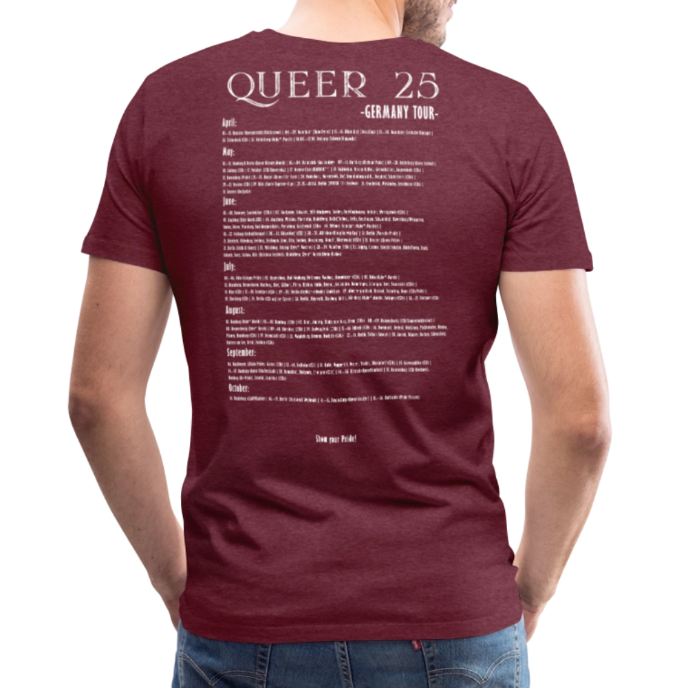 Pride T-Shirt QUEER | Germany Tour 2025 - Bordeauxrot meliert