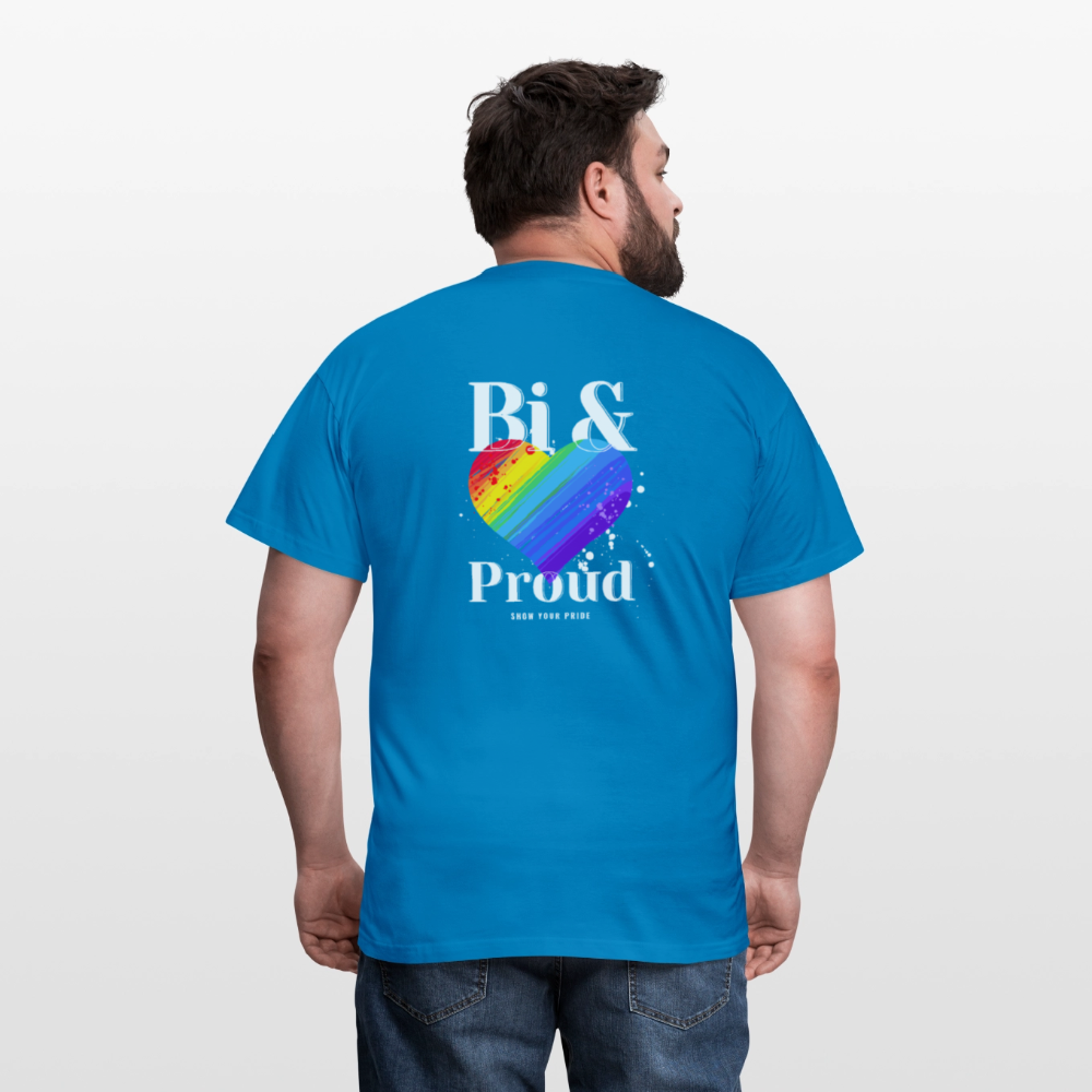 Bi & Proud | Regenbogenherz Pride T-Shirt - Royalblau
