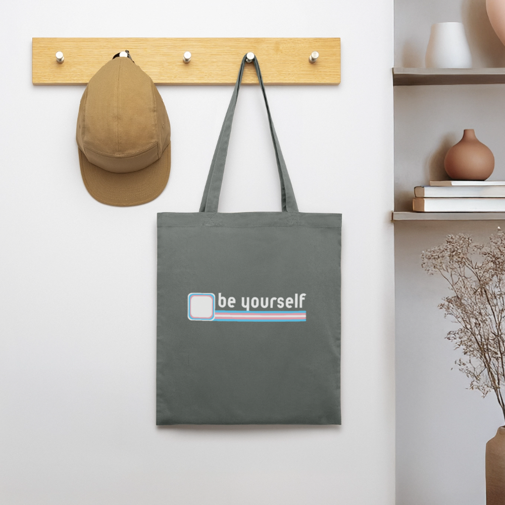 "be yourself" | Trans Pride Bio-Stoffbeutel - Anthrazit