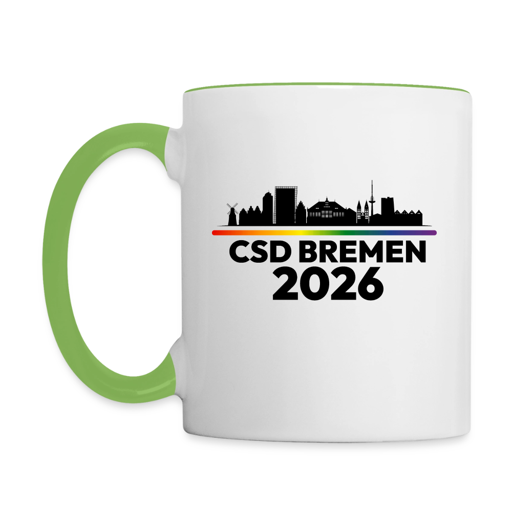 CSD BREMEN 2026 Pride Tasse zweifarbig - Weiß/Geckogrün