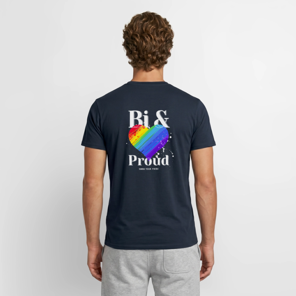 Bi & Proud | Regenbogenherz Pride T-Shirt - Navy