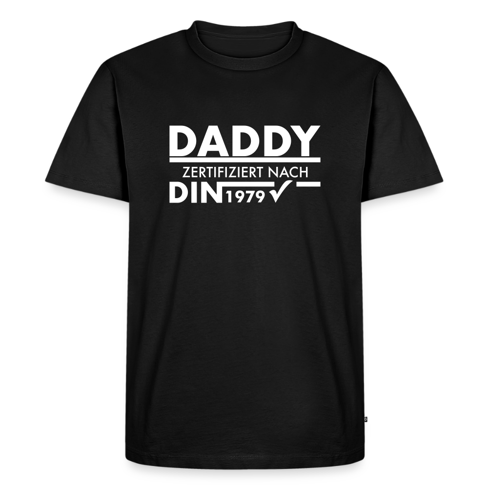 Personalisiertes „Daddy Zertifiziert“ T-Shirt – Nach DIN-Norm [Jahr] - Schwarz