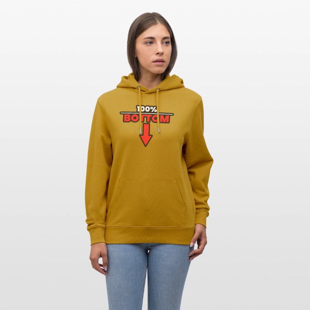 100% BOTTOM [PFEIL] | Kink Fetish Pride Bio-Hoodie Unisex - Ocker