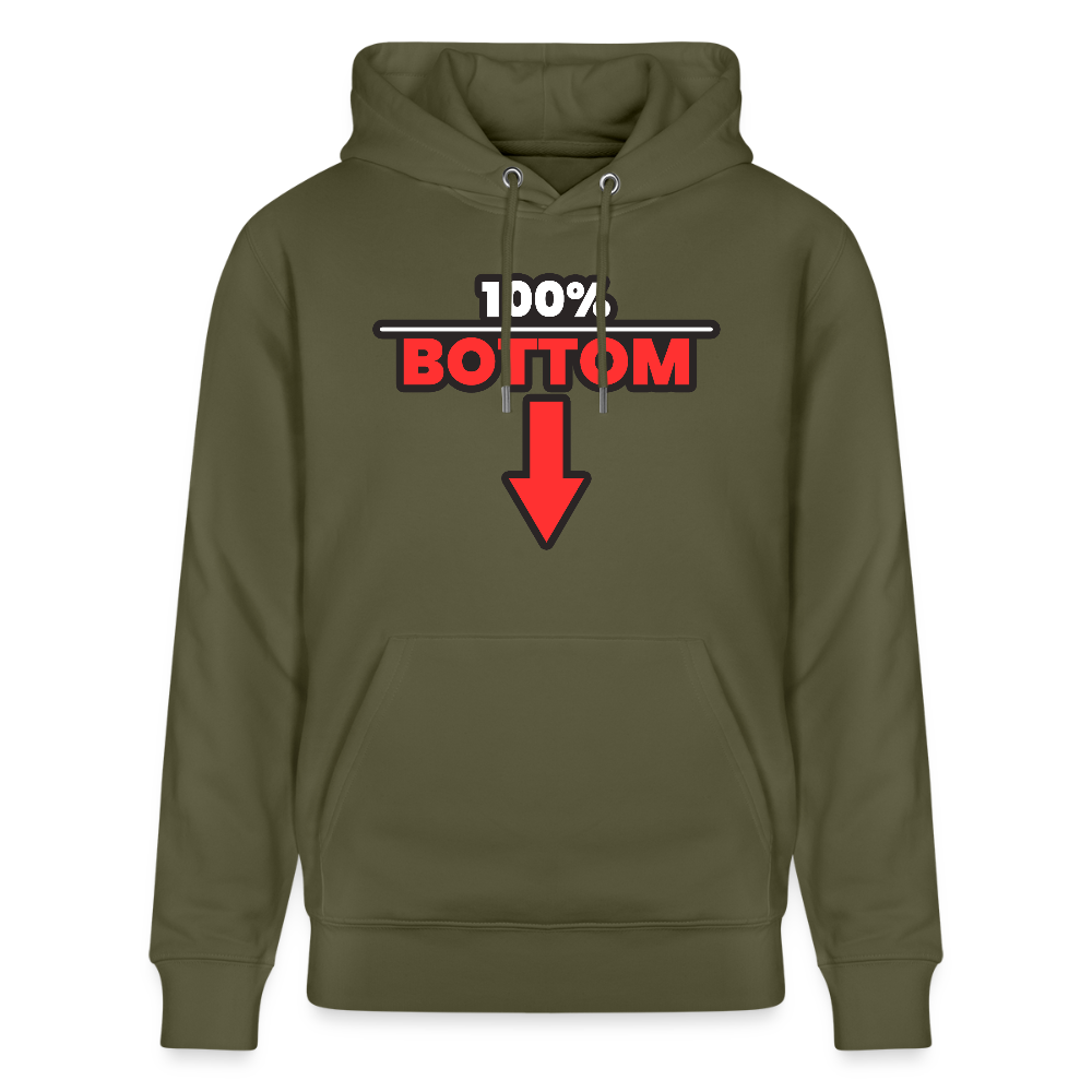 100% BOTTOM [PFEIL] | Kink Fetish Pride Bio-Hoodie Unisex - Khaki Grün