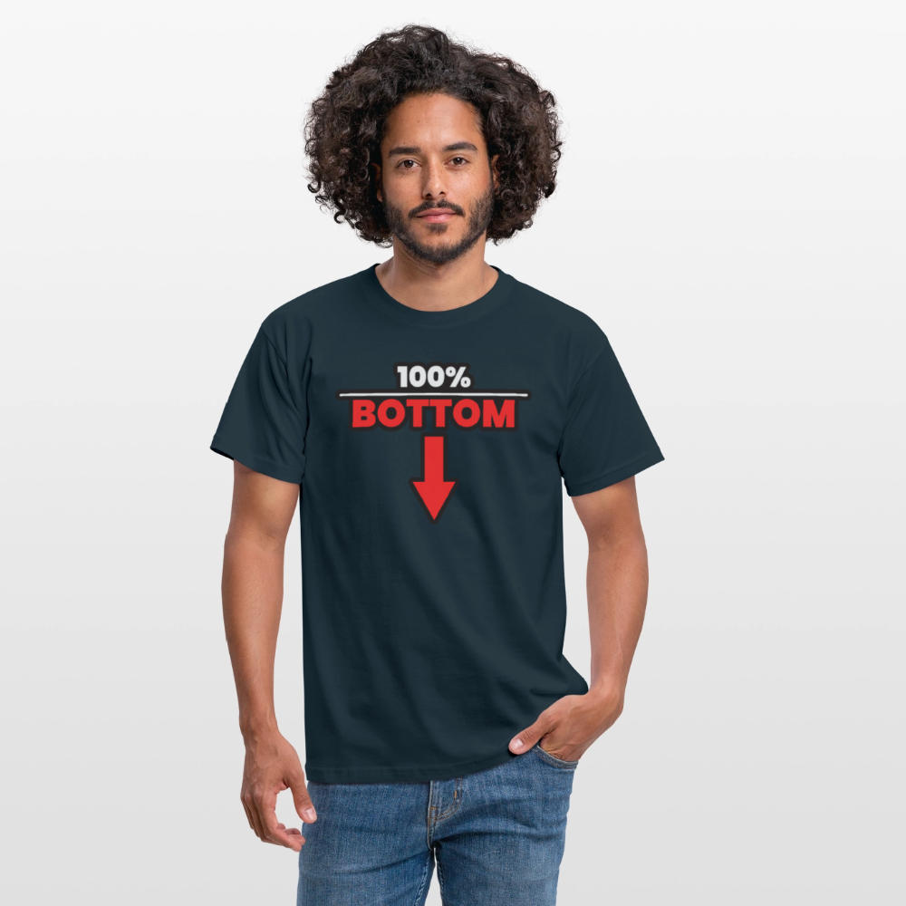 100% BOTTOM [PFEIL] | Kink Fetish Pride T-Shirt - Navy