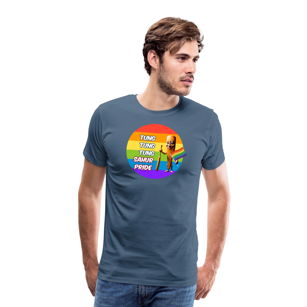 Tung Tung Tung Sahur Pride Premium T-Shirt - Blaugrau