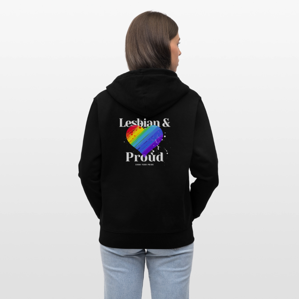 Lesbian & Proud | Pride Bio-Kapuzenjacke Unisex - Schwarz