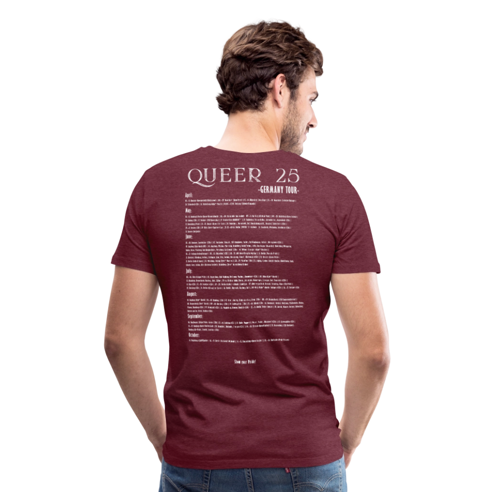 Pride T-Shirt QUEER | Germany Tour 2025 - Bordeauxrot meliert