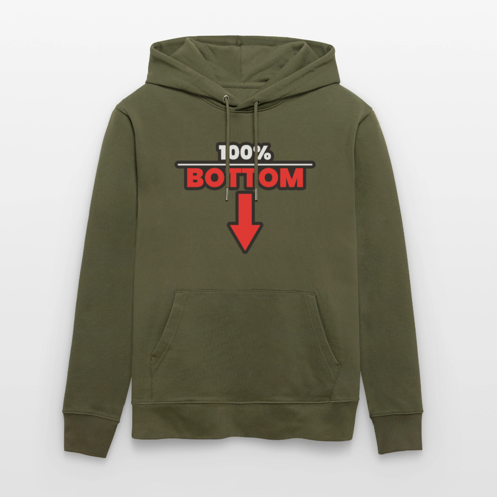 100% BOTTOM [PFEIL] | Kink Fetish Pride Bio-Hoodie Unisex - Khaki Grün