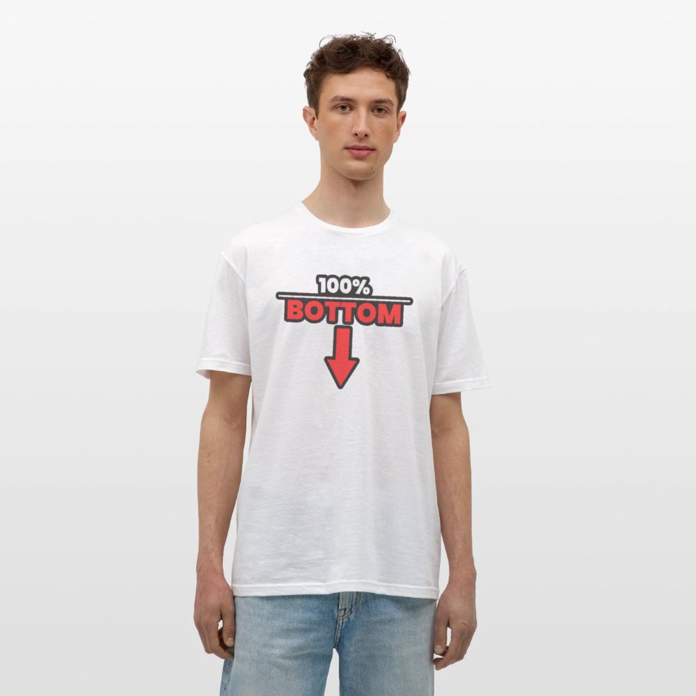 100% BOTTOM [PFEIL] | Kink Fetish Pride T-Shirt - Weiß