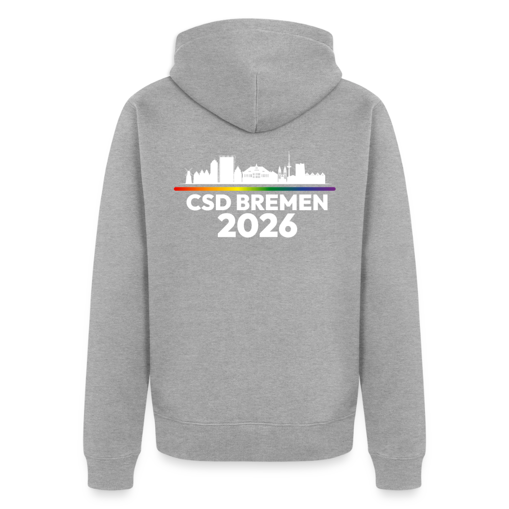 CSD BREMEN 2026 PRIDE | Premium Kapuzenjacke - Grau meliert