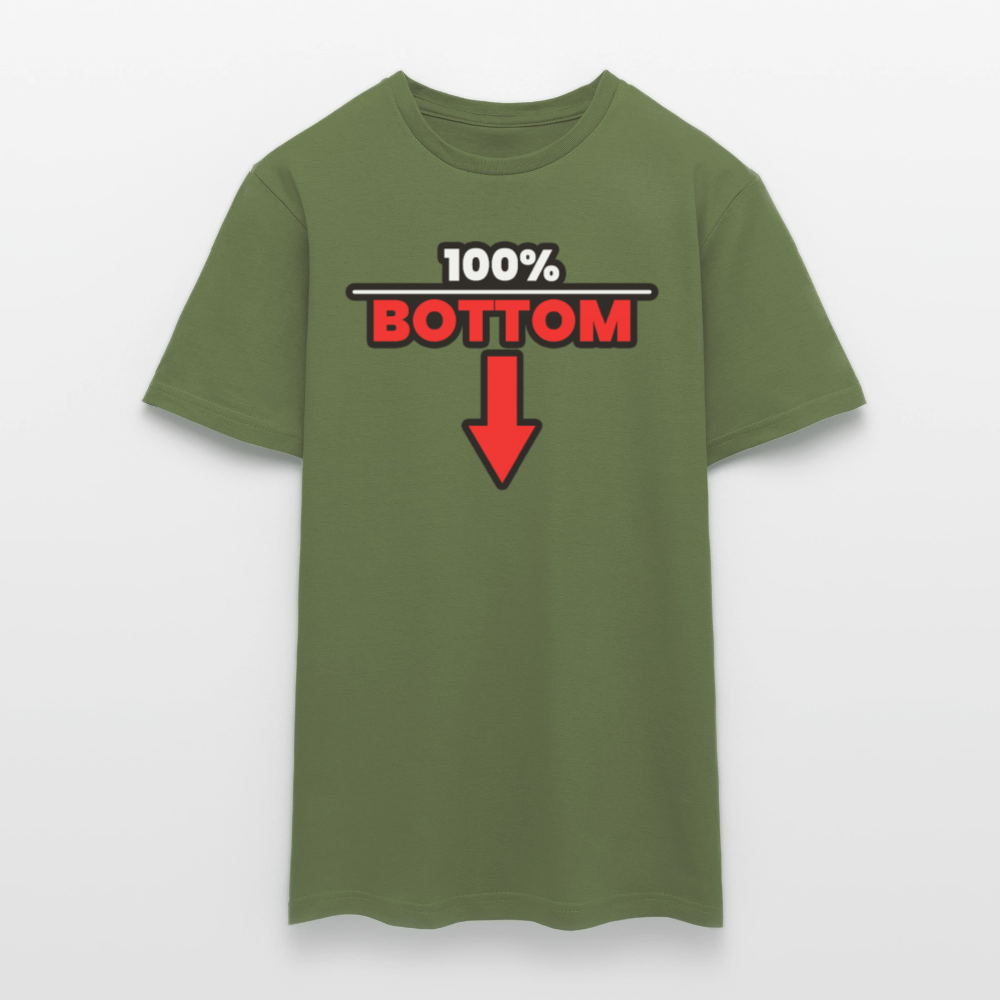 100% BOTTOM [PFEIL] | Kink Fetish Pride T-Shirt - Militärgrün