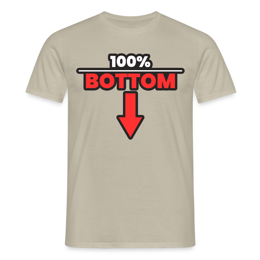 100% BOTTOM [PFEIL] | Kink Fetish Pride T-Shirt - Sandbeige