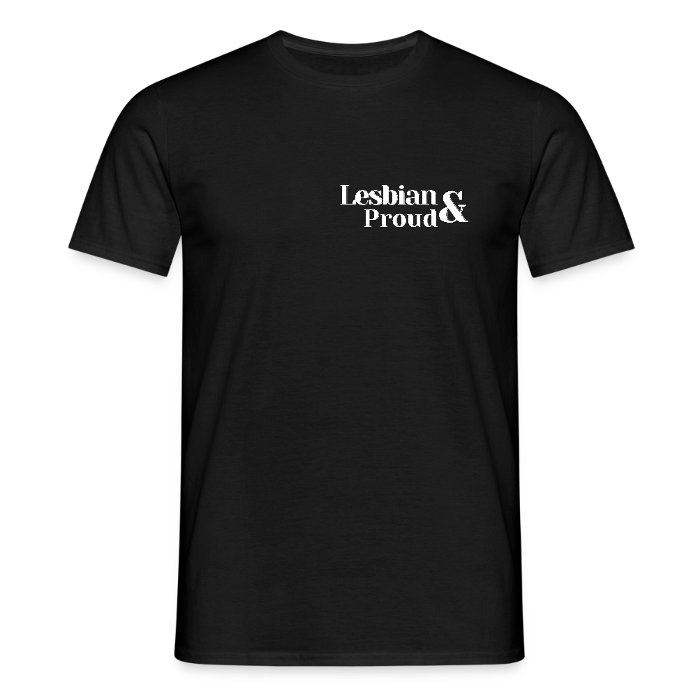 Lesbian & Proud | Regenbogenherz Pride T-Shirt - Schwarz