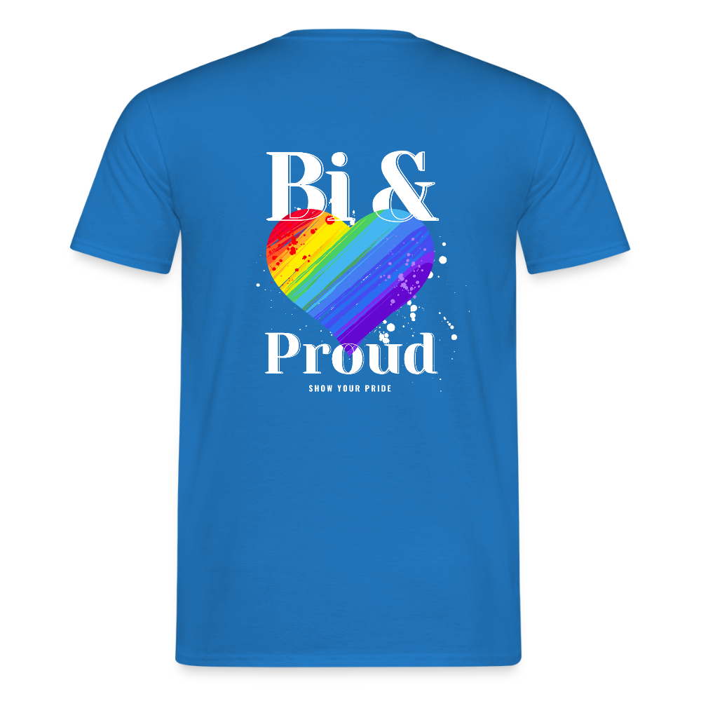 Bi & Proud | Regenbogenherz Pride T-Shirt - Royalblau