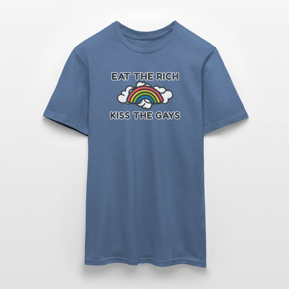 Eat the Rich, Kiss the Gays! T-Shirt - Taubenblau 
