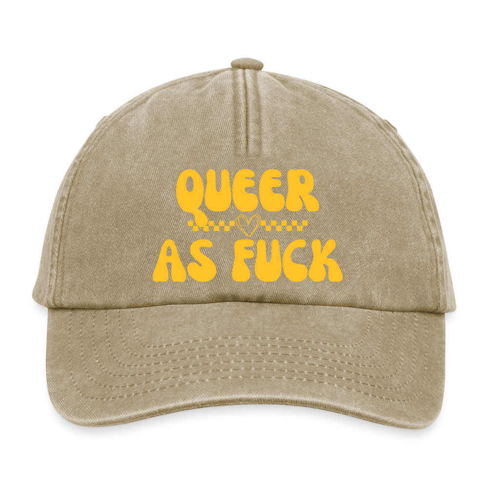 QUEER AS FUCK Pride Vintage Cap - Vintage Beige
