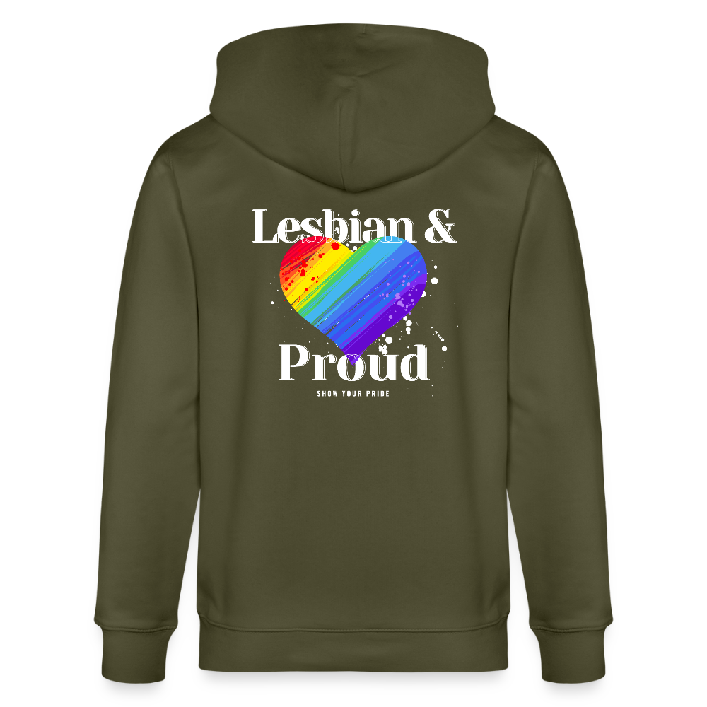 Lesbian & Proud | Pride Bio-Kapuzenjacke Unisex - Khaki