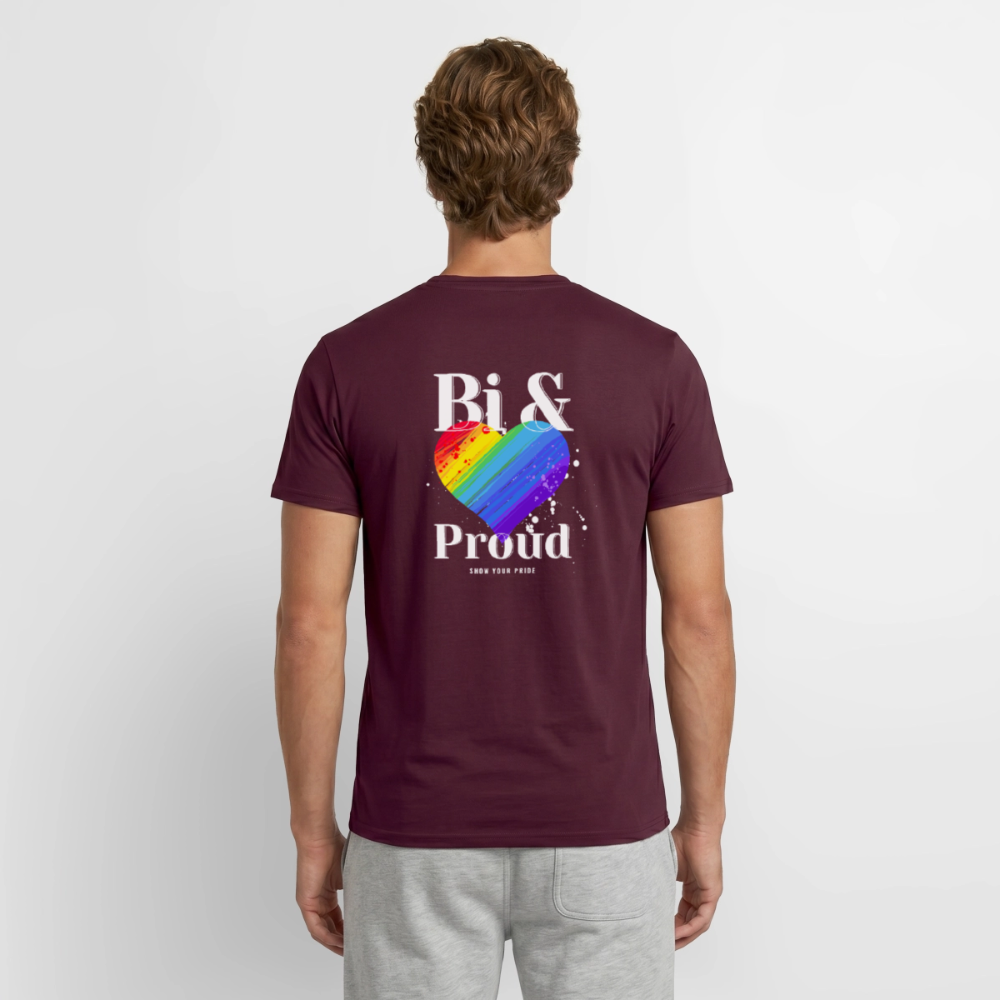Bi & Proud | Regenbogenherz Pride T-Shirt - Ziegelrot