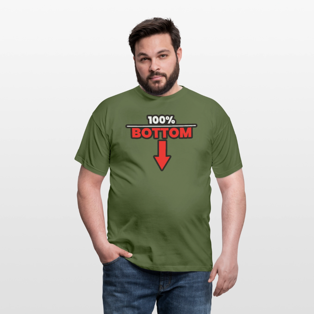 100% BOTTOM [PFEIL] | Kink Fetish Pride T-Shirt - Militärgrün