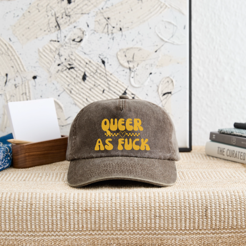 QUEER AS FUCK Pride Vintage Cap - Vintage Braun