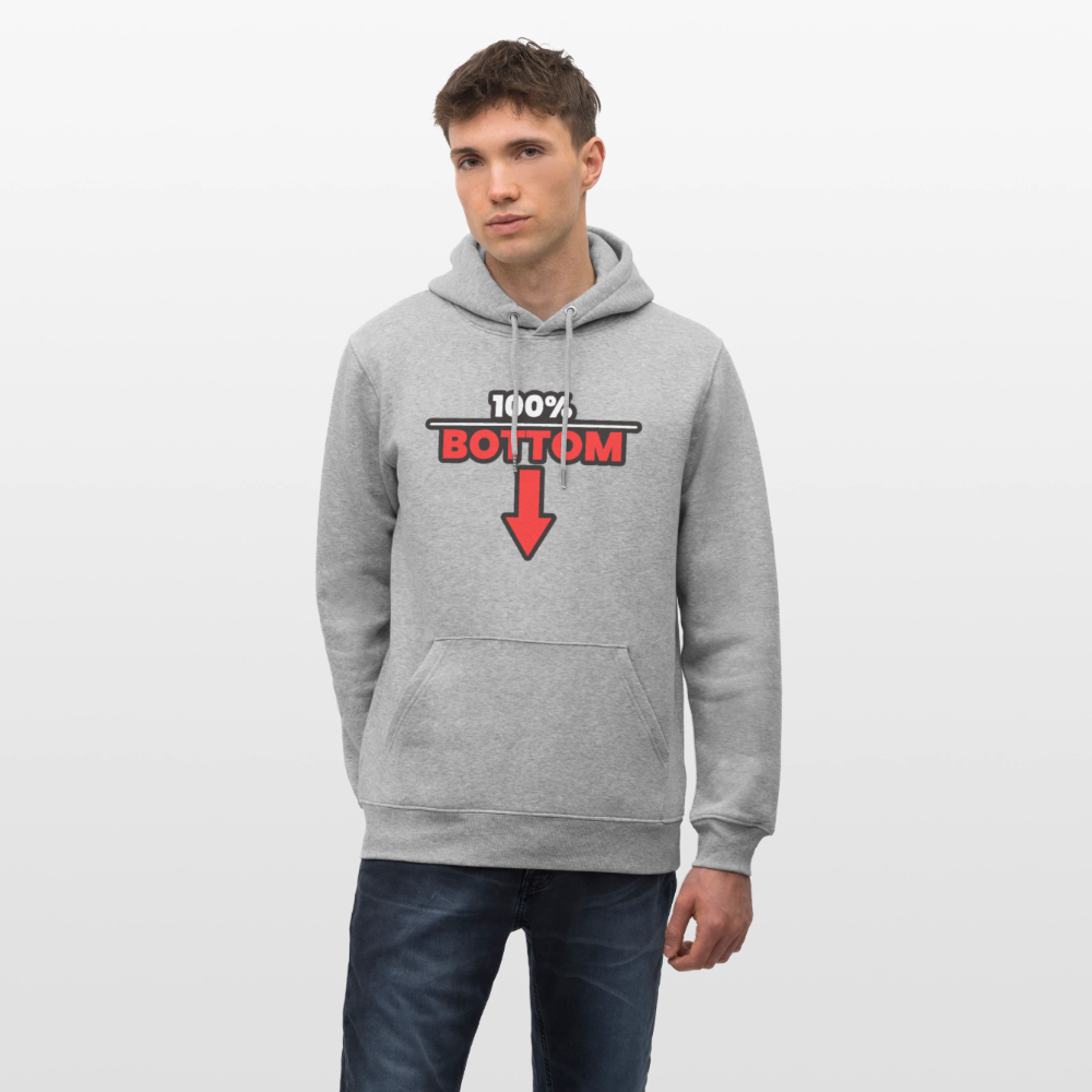 100% BOTTOM [PFEIL] | Kink Fetish Pride Bio-Hoodie Unisex - Grau meliert