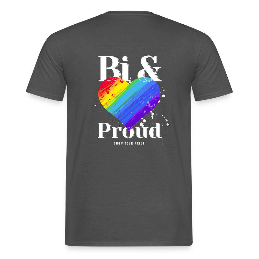 Bi & Proud | Regenbogenherz Pride T-Shirt - Anthrazit