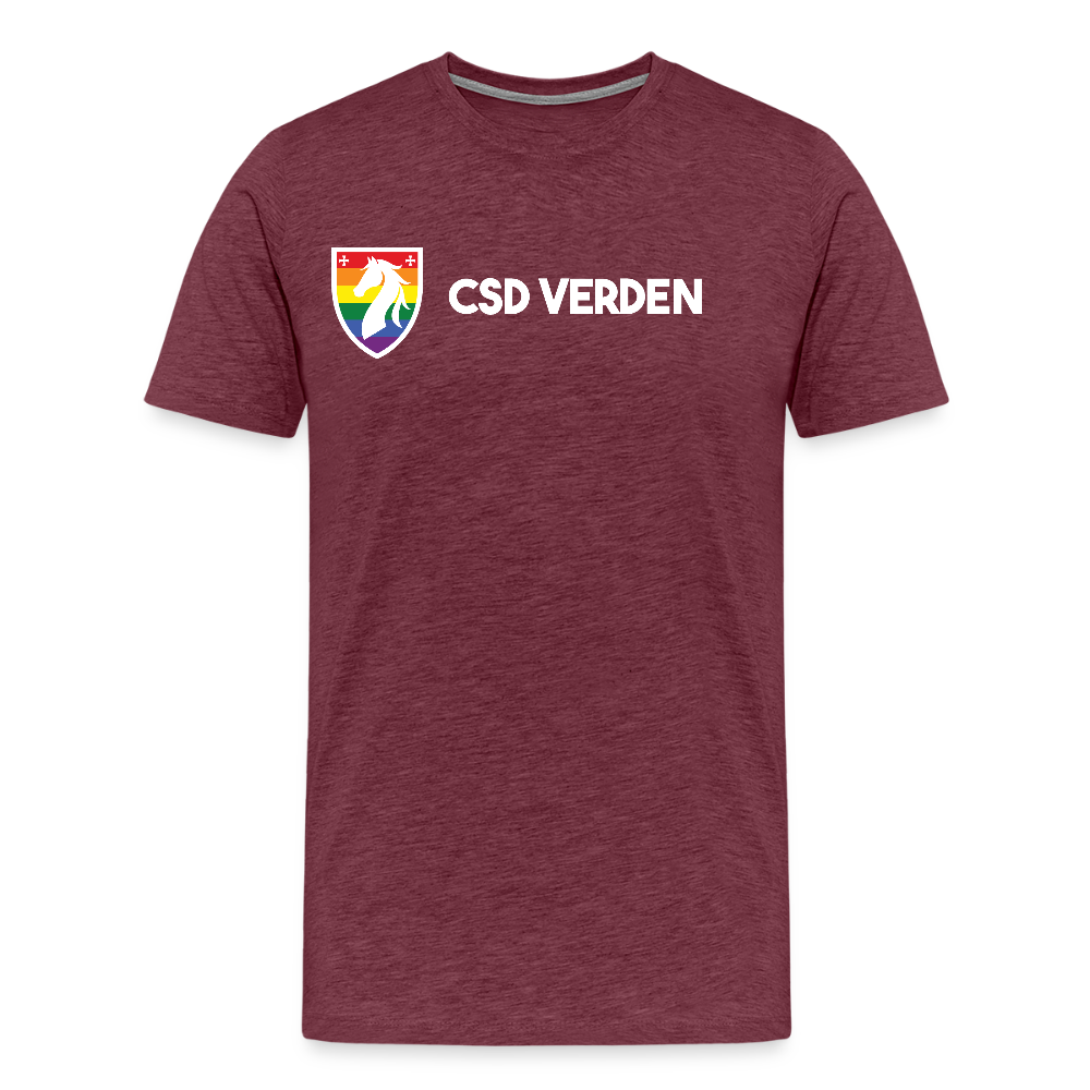 CSD Verden Premium Pride T-Shirt Doppelseitig - Bordeauxrot meliert