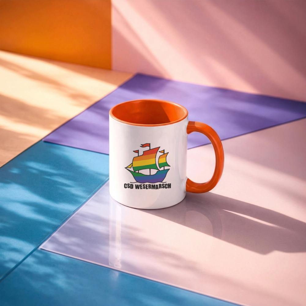 CSD Wesermarsch Pride Tasse zweifarbig - Weiß/Orange