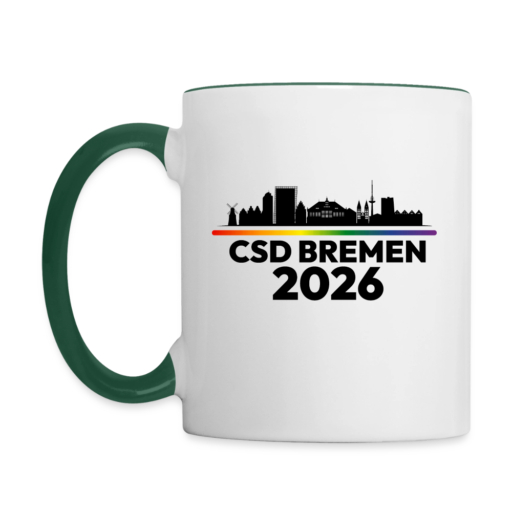 CSD BREMEN 2026 Pride Tasse zweifarbig - Weiß/Dunkelgrün