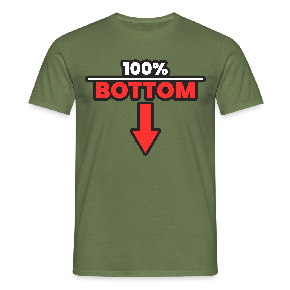 100% BOTTOM [PFEIL] | Kink Fetish Pride T-Shirt - Militärgrün