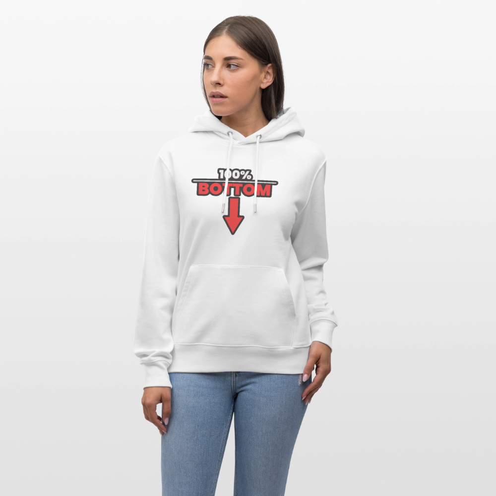 100% BOTTOM [PFEIL] | Kink Fetish Pride Bio-Hoodie Unisex - Weiß