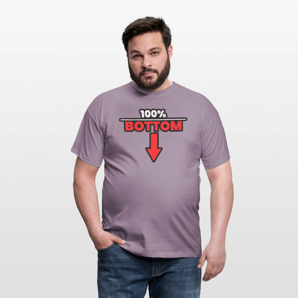 100% BOTTOM [PFEIL] | Kink Fetish Pride T-Shirt - Lilagrau 