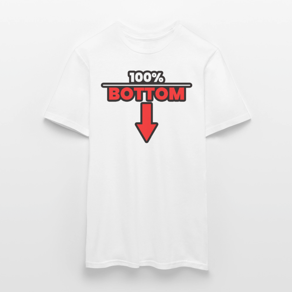 100% BOTTOM [PFEIL] | Kink Fetish Pride T-Shirt - Weiß