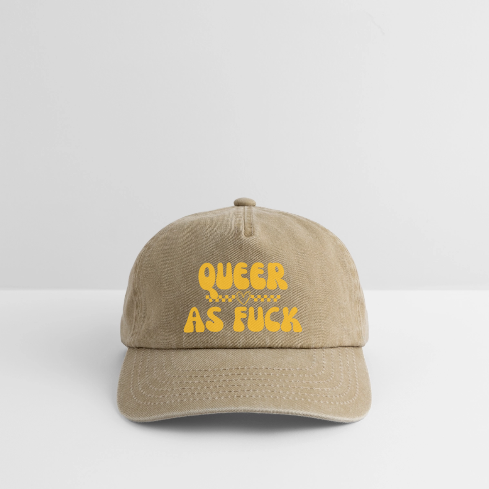 QUEER AS FUCK Pride Vintage Cap - Vintage Beige