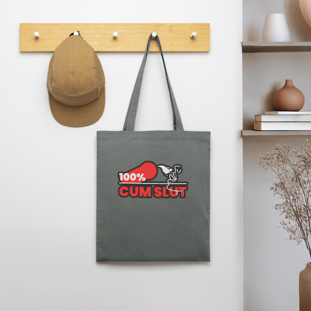 100%CUM SLUT | Kink Fetish Pride Bio-Stoffbeutel - Anthrazit