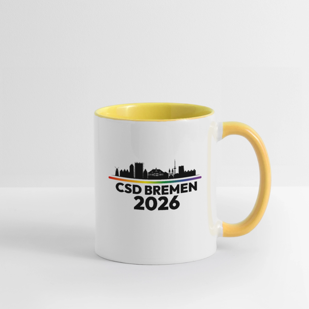 CSD BREMEN 2026 Pride Tasse zweifarbig - Weiß/Gelb