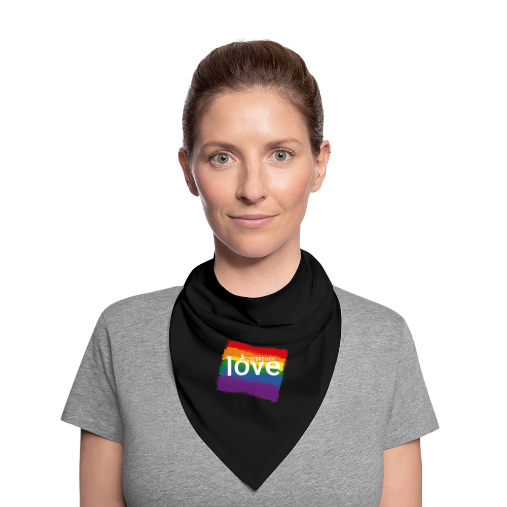 Bandana CSD Bremen und "love" auf Regenbogen - Schwarz