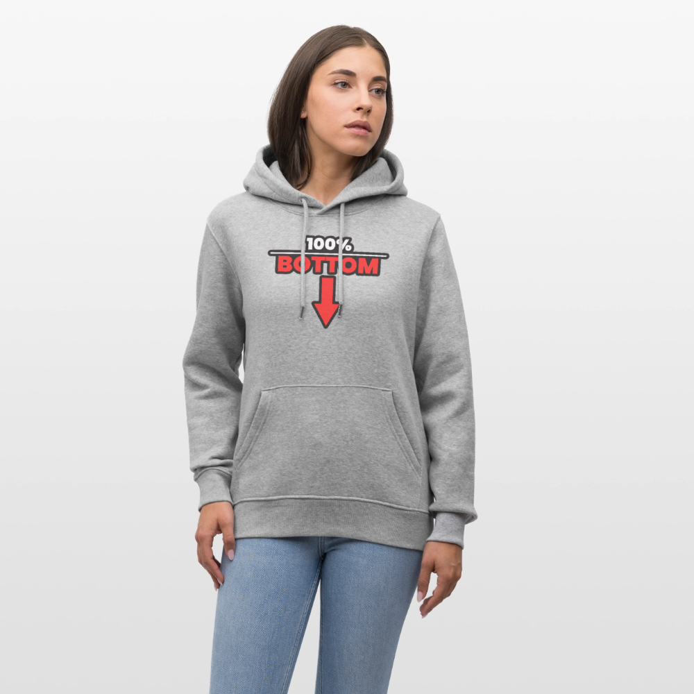 100% BOTTOM [PFEIL] | Kink Fetish Pride Bio-Hoodie Unisex - Grau meliert