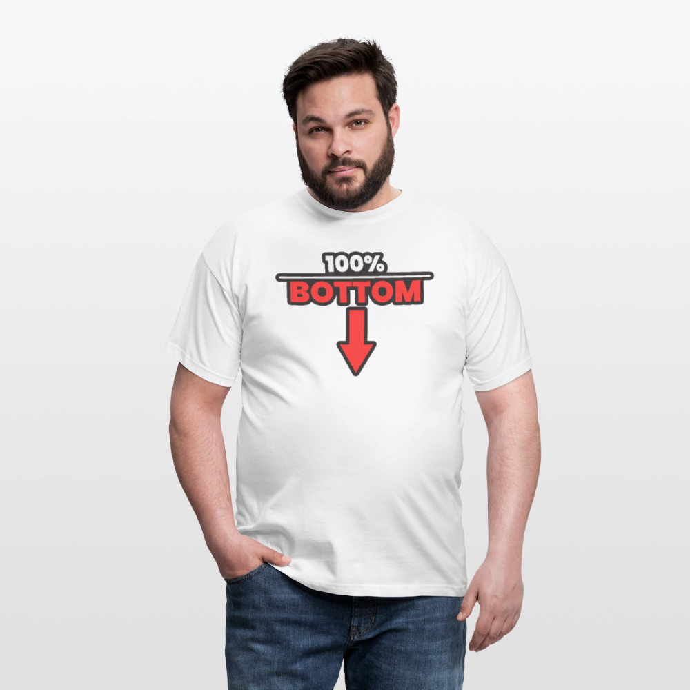 100% BOTTOM [PFEIL] | Kink Fetish Pride T-Shirt - Weiß