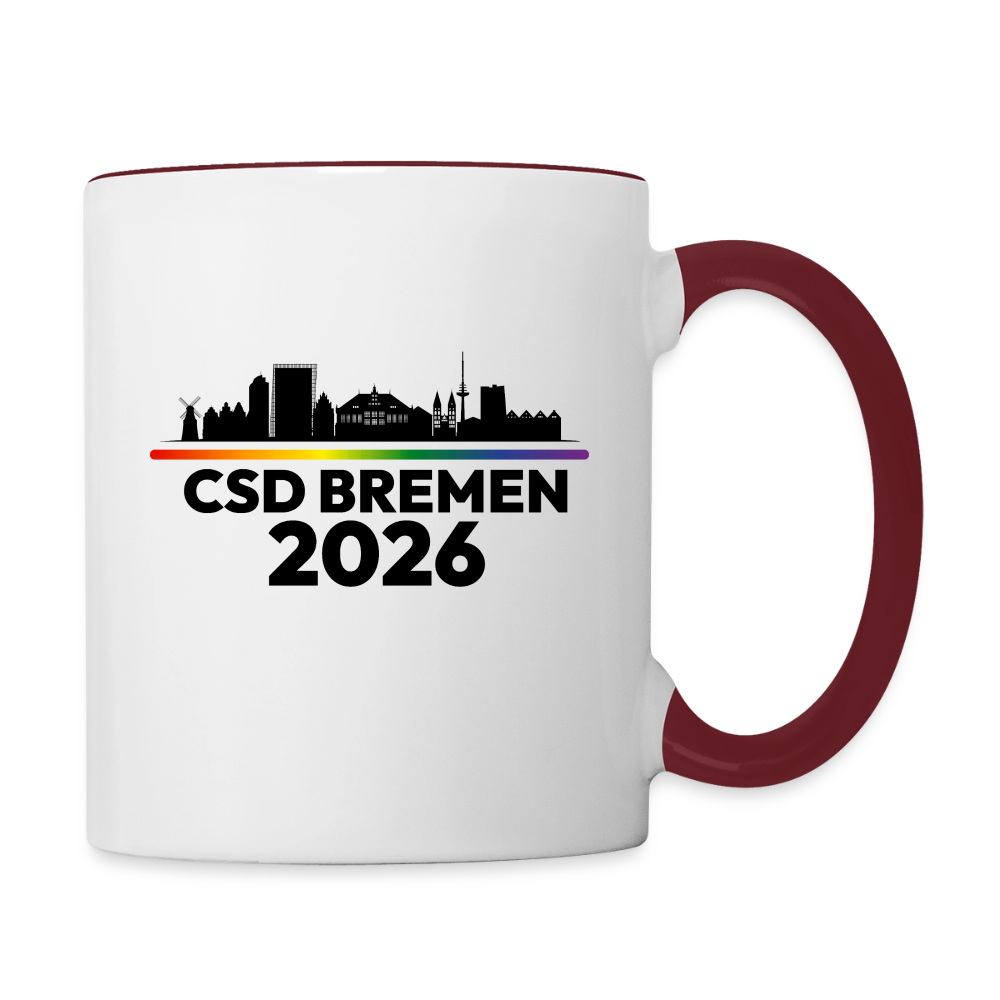 CSD BREMEN 2026 Pride Tasse zweifarbig - Weiß/Braunrot