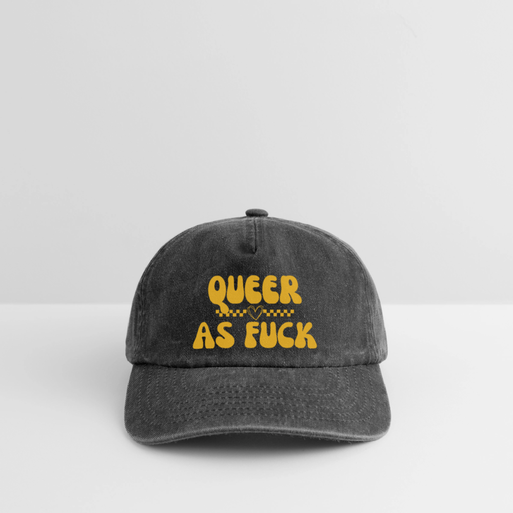 QUEER AS FUCK Pride Vintage Cap - Vintage Schwarz