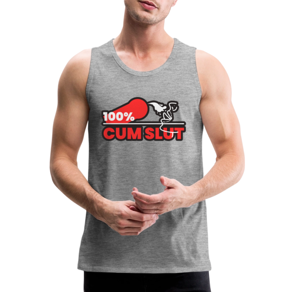 100% CUM SLUT | Kink Fetish Pride Premium Tank Top - Grau meliert